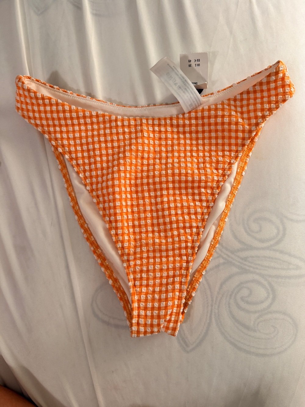 NWT Abercrombie & Fitch Orange Gingham Bikini Bottom - Small